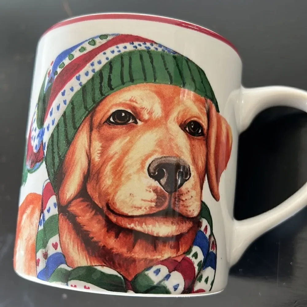Williams Sonoma Winter Dog French Lab Replacement Coffee Mug Tea Cup 8 oz